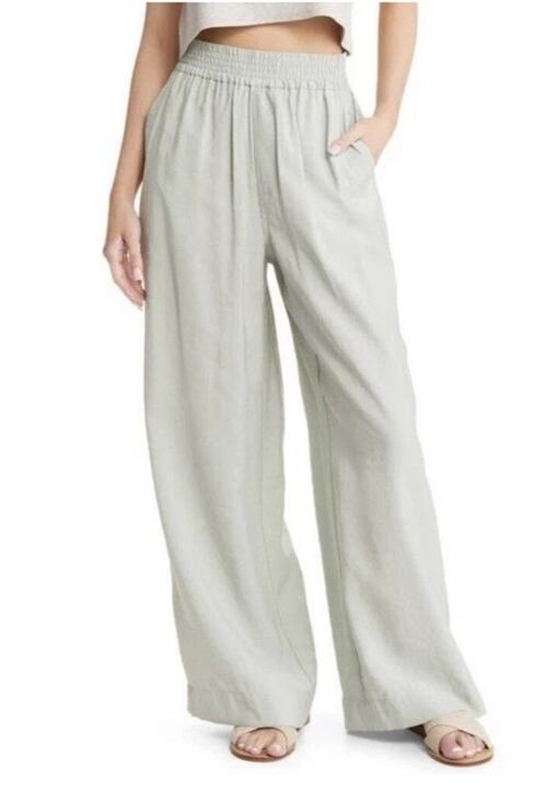 Madewell Pants - Madewell NWT $98 Women’s The Carley Wide Leg Cotton Pants Size XL Green T6